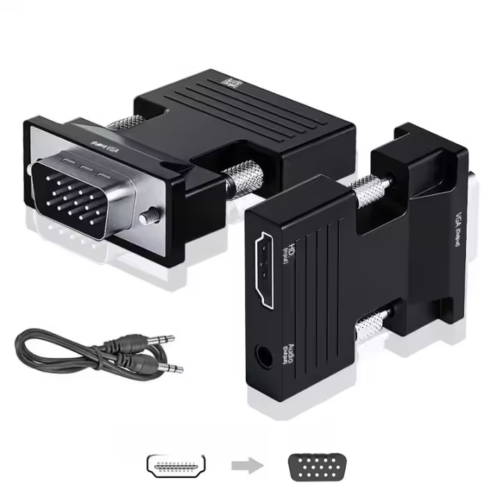 Adaptador HDMI-compatible a VGA HD 1080P Con Cable De Audio 3.5mm Convertidor Para PC Laptops TV Box Proyector - 1