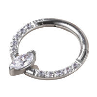 Anillos de aro de segmento con bisagras centrales de piedra Marquesa, Clicker, Labret, Piercing para Tragus de oreja, lado de titanio, CZ, G23 - details 4