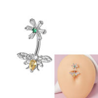 Anillo de acero quirúrgico para el ombligo, Piercing para el ombligo, CZ, cristal, abeja, flor, corazón, joyería para la oreja, 1 unidad - details 9