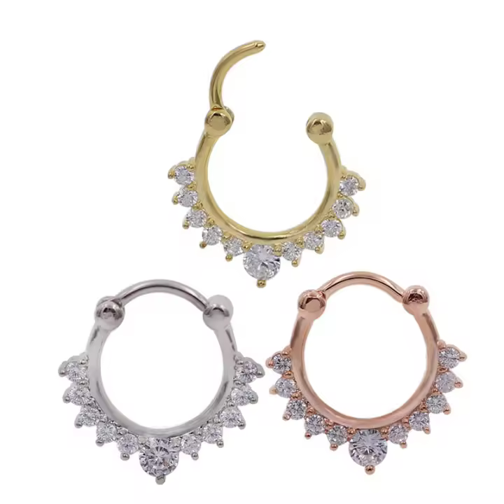 Anillo de ópalo lacey para la nariz, joyería para piercing corporal, Gema para el tabique, rook clicker, eje de titanio, 16g, 1 unidad - 1