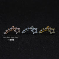 2PcsFashion gran circón ala cartílago pendiente para las mujeres piercing 1,0x6mm tragus Torre lóbulo de la oreja de helix piercing joyas - details 4