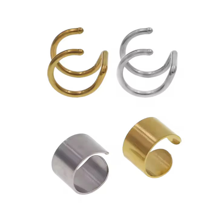 Pendiente de acero inoxidable para hombre y mujer, anillo de cartílago falso sin perforación, joyería corporal, piercing de hélice falsa, 2 piezas, 16g - 1