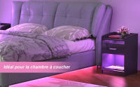 Rcynview Mesa de Noche LED Diseño Rectangular Moderno con 1 Cajón Iluminación LED 16 Colores - details 3
