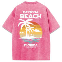 Daytone Beach Florida-Camisetas lavadas con estampado para mujer, camisetas informales de verano, Top suave y cómodo, ropa de calle deportiva de gran tamaño - details 21