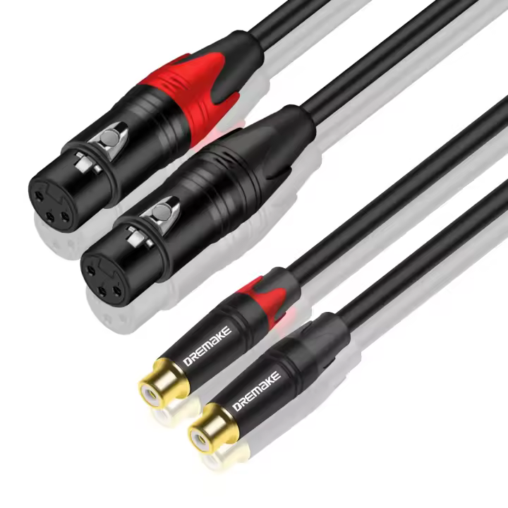 DREMAKE-Cable de Audio HiFi Dual RCA hembra a Dual XLR hembra, Cable de conexión de micrófono RCA a XLR para consola mezcladora, DVD, sistema de estéreo doméstico - 1
