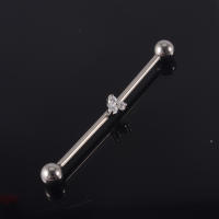 Piercing de titanio g23, 14g, Ópalo, Luna, flor, pendientes de tuerca, doble oreja, puente de oreja, joyería, 1 ud. - details 21
