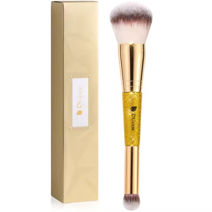 Brocha de Maquillaje DUcare Dou-ended para Crema Líquida Mezcla y Buff Foundation Perfecta para Manejo de Tapón Redondo - 1