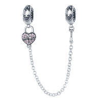 Cadena de Seguridad de Amor en Forma de Corazón de Pandach S925 Plata Esterlina para Mujeres con Colgante de Joyería Ajuste de Pulsera Pedra Principal de Zirconio - details 12