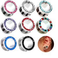 Expansor de acero inoxidable para oreja, joyería para piercing corporal, expansor de tapones para los oídos de un solo túnel de carne, estirador de oreja de 2-20mm, 1 par - details 1