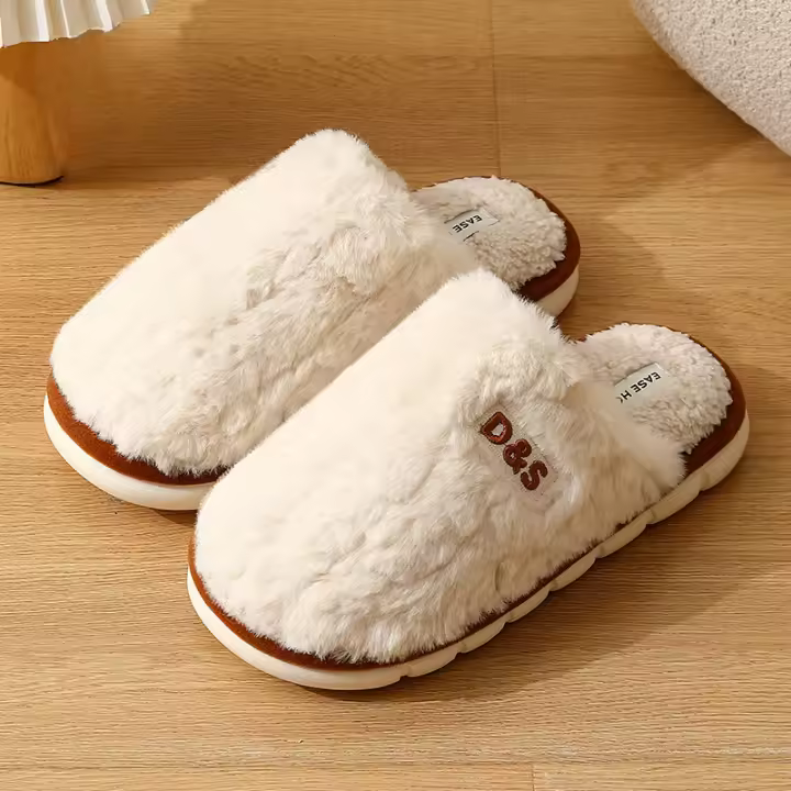 Zapatos de confinamiento transpirables, antideslizantes y cálidos de suela gruesa de color sólido, pantuflas para el hogar. - 1