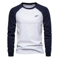 AIOPESON-camisetas de manga larga para hombre, 100% algodón, cuello redondo, informal, Primavera, Diseñador - details 5