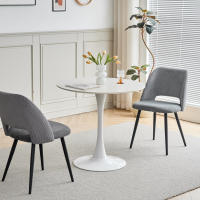 EGOONM 4PCS Sillas de comedor tapizadas de estilo nórdico, sillas ergonómicas de ocio para oficina en casa, patas de metal negro, beige - details 6