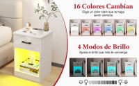 Rcynview Mesita de Noche LED Madera Resistente a Arañazos con 2 Puertos USB y 2 Enchufes - details 5