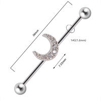Piercing de titanio g23, 14g, Ópalo, Luna, flor, pendientes de tuerca, doble oreja, puente de oreja, joyería, 1 ud. - details 9