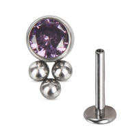 Tachuelas de titanio para oreja, conjunto de 3 bolas roscadas con bisel CZ, superior, Labret, labio, Piercing para cartílago de la oreja, joyería para Tragus, 1PcG23 - details 8