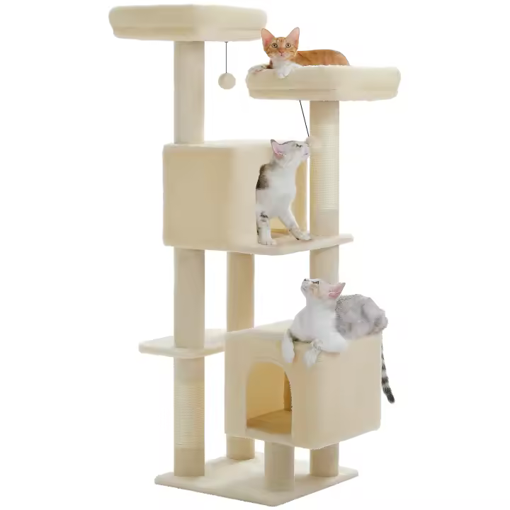 PAWZ Road Árbol para gatos de varios niveles con postes rascadores de sisal, gran condominio para gatos, casa torre de felpa para interiores, rascadora para gato, accesorios para gatos, juguetes para gatos - 1