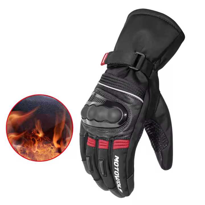 Guantes impermeables para motocicleta, resistentes al viento, reflectantes, antideslizantes, táctiles, largos, cálidos, Invierno - 1