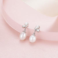 Crace-pendientes de plata de ley 925 para mujer, joyería con forma de mariposa, perlas de agua dulce en forma de lágrima - details 4