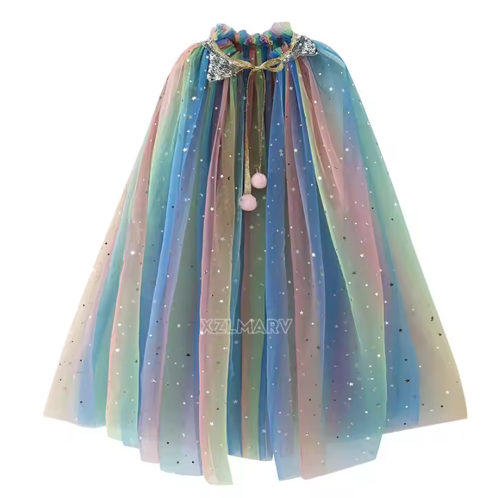 Disfraz de princesa con capucha para niñas, capa de Anna, Elsa, Aurora, Rapunzel, ropa de fiesta de lujo, accesorios de fiesta para niños - 1