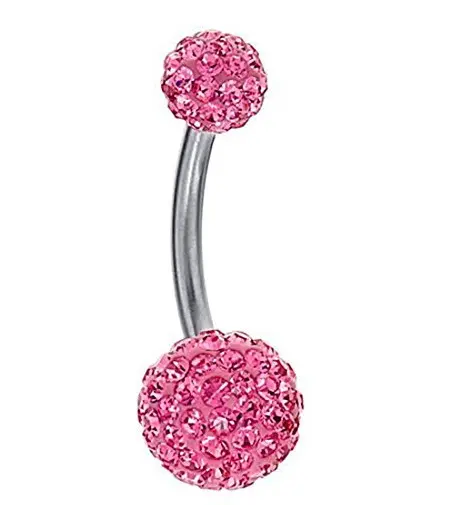 Piercings para el cuerpo, joyería de acero con diamantes de imitación para el ombligo, anillo de barra, Bola de lentejuelas, piercing para el cuerpo, 1 ud., envío directo - 1