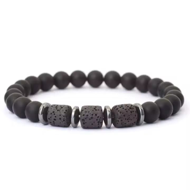 Noter, nueva Pulsera novedosa para hombre, Ojos de tigre naturales, Pulsera con cuentas de roca volcánica, regalo para él, Pulsera de hematita Heag Braslet Pulsera Homme - 1