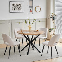 EGOONM 4PCS Sillas de comedor tapizadas de estilo nórdico, sillas ergonómicas de ocio para oficina en casa, patas de metal negro, beige - details 4