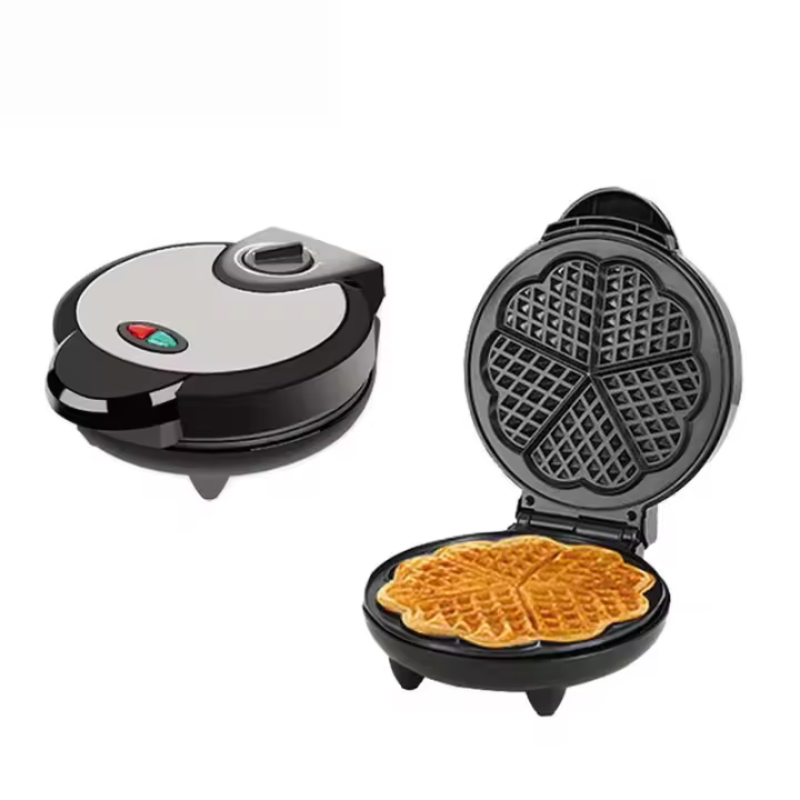 Plancha para waffles de 1000W para 5 waffles en forma de corazón, plancha eléctrica para waffles, placa de cocción, máquina para hacer pan - 1