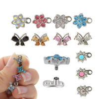 1Pc 100% Acero quirúrgico 14g micro diver cutánea piercing de cristal superior con anclaje dérmico piercing piercings tops ocultar en el cuerpo - details 1