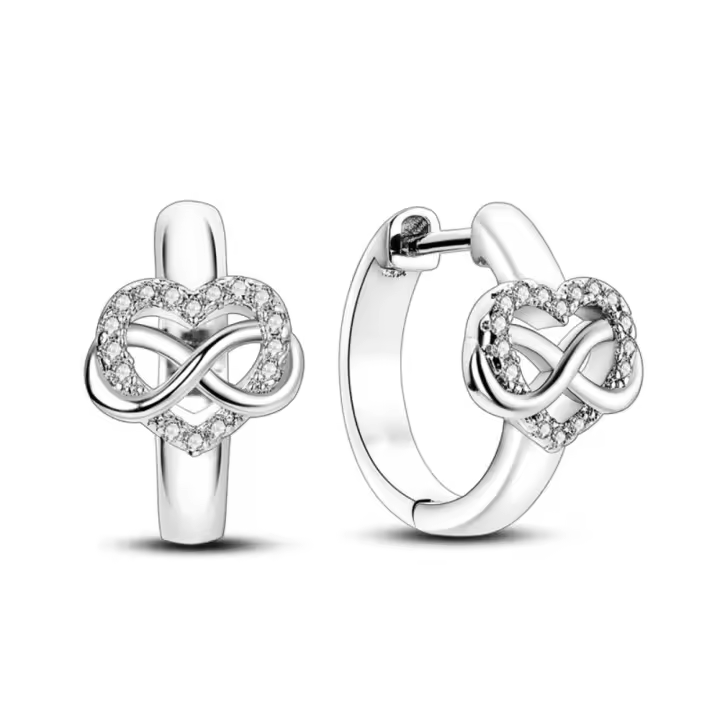 Pendientes de plata de ley 925 para mujer, aretes con símbolo del infinito, corazón radiante, regalo de cumpleaños - 1