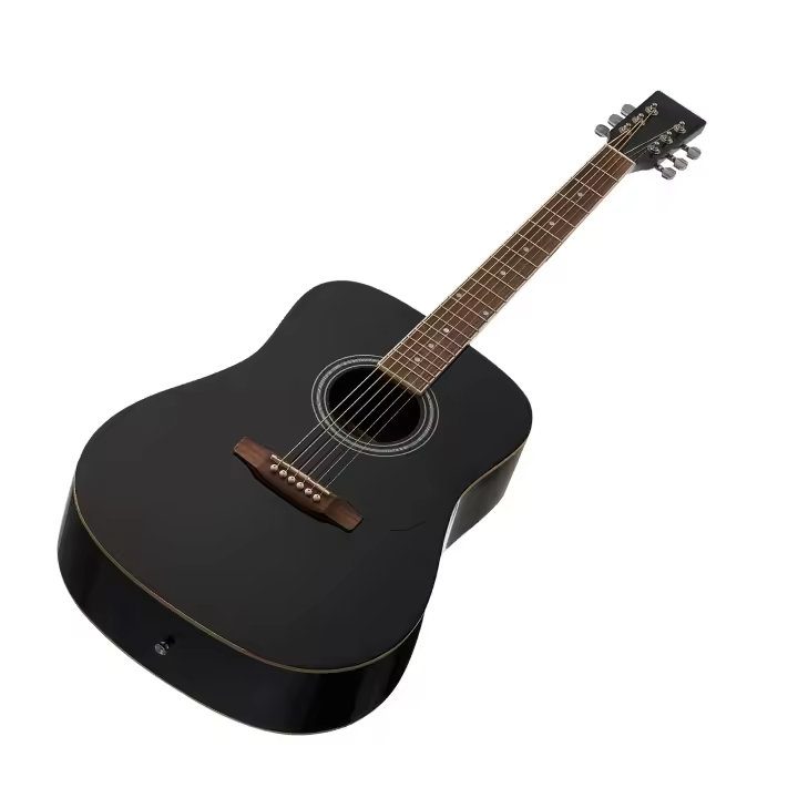 SucceBuy Guitarra acústica Dreadnought de 104,14 cm, guitarra de 6 cuerdas con tapa de abeto negro, set para principiantes con bolsa de transporte, afinador, correa, cuerdas adicionales, púas, cejilla, diapasón de palisandro, diseñada para adultos altos - 1