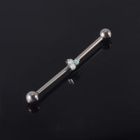 Piercing de titanio g23, 14g, Ópalo, Luna, flor, pendientes de tuerca, doble oreja, puente de oreja, joyería, 1 ud. - details 20