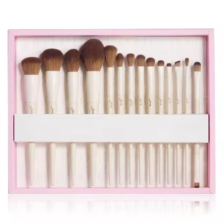 Jessup - Juego de 14 brochas de maquillaje para base, polvos, contorno, rubor, sombra de ojos, delineador, con caja de regalo, T329-G - 1