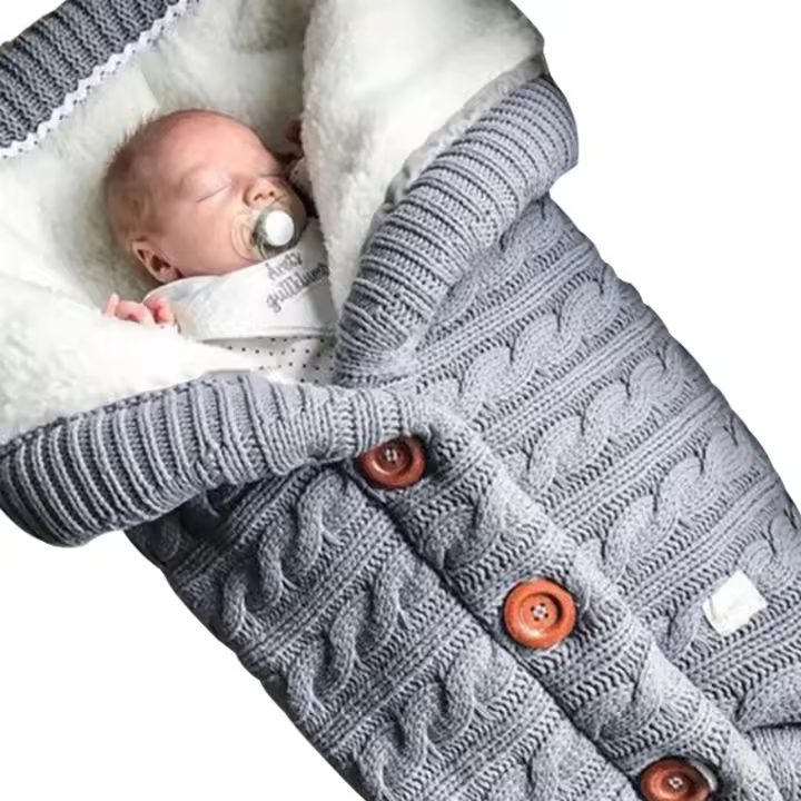 CA Saco de dormir de punto para cochecito de bebé, edredón acolchado de terciopelo y algodón para recién nacido - 1