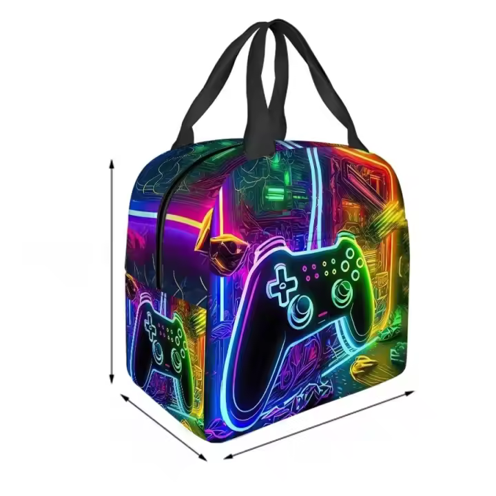 Bolsa De Almuerzo Portátil Para Niños Con GamePad Diseño De Dibujos Animados 2D Aislante Térmico Regalo Ideal Para Niños Y Niñas - 1