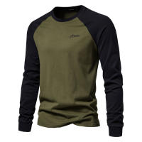 AIOPESON-camisetas de manga larga para hombre, 100% algodón, cuello redondo, informal, Primavera, Diseñador - details 2