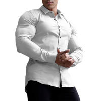 Camisa lisa de manga larga para hombre, ropa deportiva superajustada, informal, a la moda, para negocios y eventos sociales - details 10