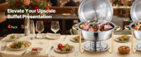 SucceBuy Juego de buffet redondo de 4 piezas de 5 cuartos con sartenes de acero inoxidable de tamaño completo - details 0