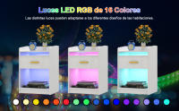 Rcynview Mesa de Noche LED Diseño Rectangular Moderno con 1 Cajón Iluminación LED 16 Colores - details 1