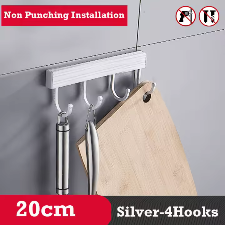 Perchero de Cocina Sin Agujeros Montado en la Pared Alturas de 20/30/40/50CM para Almacenamiento de Cocina y Baño - 1