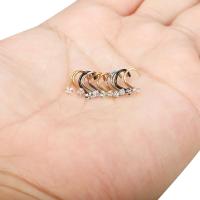 Piercing de acero inoxidable con diamantes de imitación, 2 piezas, 0,8x6 + 3MM, tabique nasal, ganchos, barra, alfiler, anillos para la nariz, joyería para el cuerpo, femenino - details 2