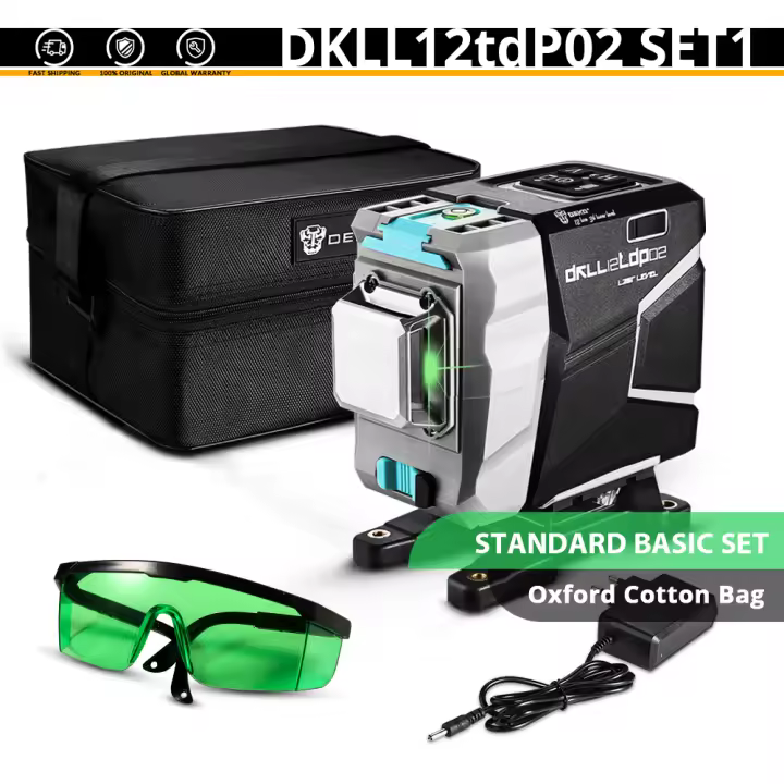Nivel Láser 3D de Línea Verde DEKO DKLL12tdP02 Series con Auto Nivelación Horizontal y Vertical de Alta Precisión - 1