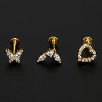 Pendientes de plata de ley 925 con forma de corazón para mujer, joyería fina de circonita blanca, Piercing de mariposa, para fiesta de boda, 1 par - details 3