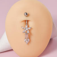 Anillo de acero quirúrgico para el ombligo, Piercing para el ombligo, CZ, cristal, abeja, flor, corazón, joyería para la oreja, 1 unidad - details 4