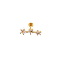 Piercing labret de acero quirúrgico para cartílago, pendiente largo de circonia cúbica, con rosca interna, de 16g, para tragus, con hélice delantera y parte posterior plana, 100%, 316L - details 4