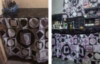 ✅Gran oferta✅Cortina de cocina a rayas de cebra negra con estampado de flamenco rojo, diseño cuadrado de moda, kurtina pang lababo, tamaño perfecto Wat - details 0