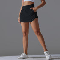 Falda de Yoga Hamidou Secado Rápido, Elasticidad, Doble Capa, Color Sólido para Tenis, Correr, Actividades Deportivas - details 15