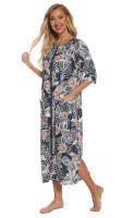 Bata larga de media manga con cremallera para mujer, ropa de dormir de longitud completa, Camisón con bolsillos, bata de baño - details 47