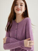 LINY XIN Women's Crew Neck Cardigan Sweater 100% Merino Wool Spring Fall Lightweight Soft Long Sleeve Knitted Coat - details 36