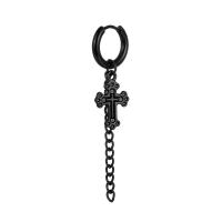 Pendiente de aro con plumas cruzadas para mujer, Piercing de acero inoxidable, con Clip, estilo hip pop, Punk, CZ, magnético, 1 par - details 2