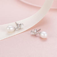 Crace-pendientes de plata de ley 925 para mujer, joyería con forma de mariposa, perlas de agua dulce en forma de lágrima - details 1